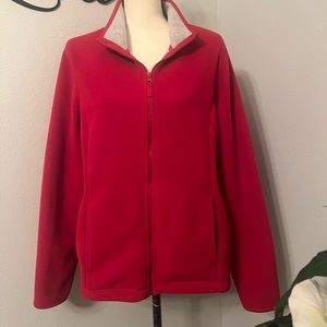🧥SJBActive by St. John’s Bay Woman’s Red Fleece Jacket Size XL